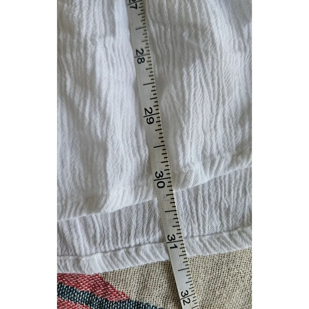 O'Neill White Gauze Mini Dress L Lace Trim Boho Beach Coverup Tassel Coastal - Picture 7 of 7